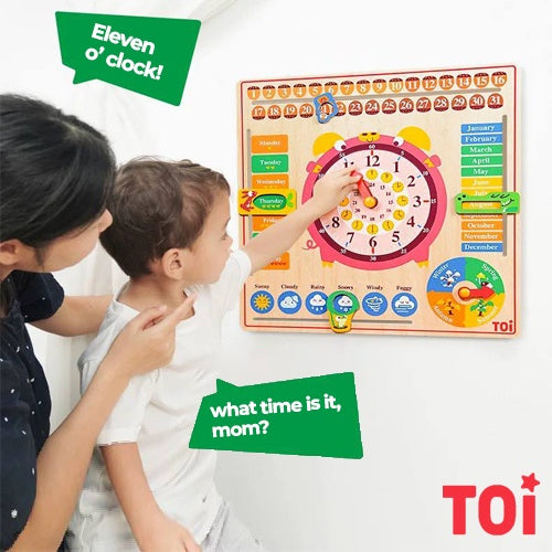 TOI Wooden Calendar and Clock 6 in 1 Board Chart Children's Educational Toy by WISHLAND