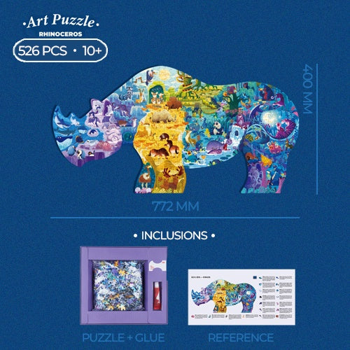 TOI Art Puzzle Dinosaur Rhinoceros Blue Whale Suitable for Age 8-10 Educational Jigzaw Puzzle