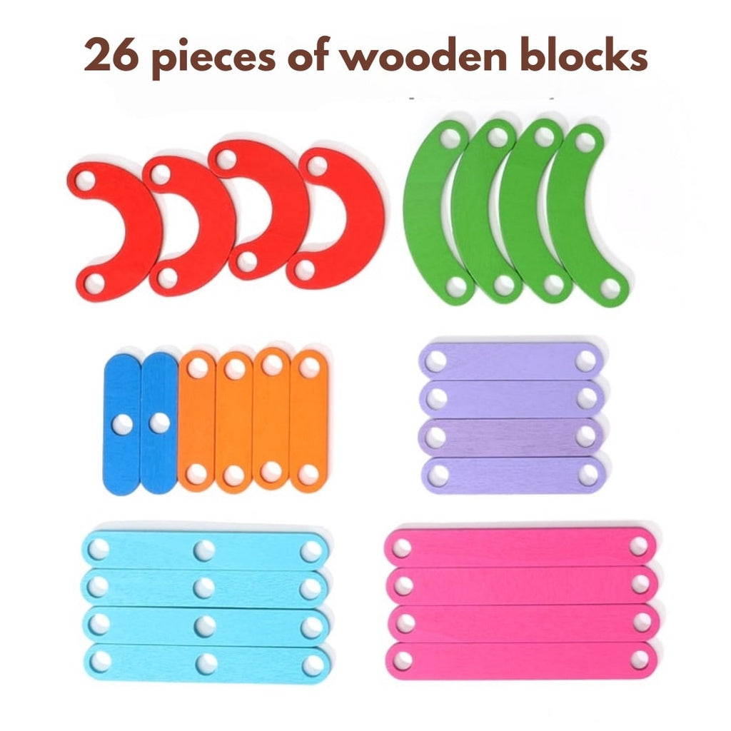 Wooden Column Toy Peg Board Puzzle Educational Stacking Blocks Toy by WISHLAND