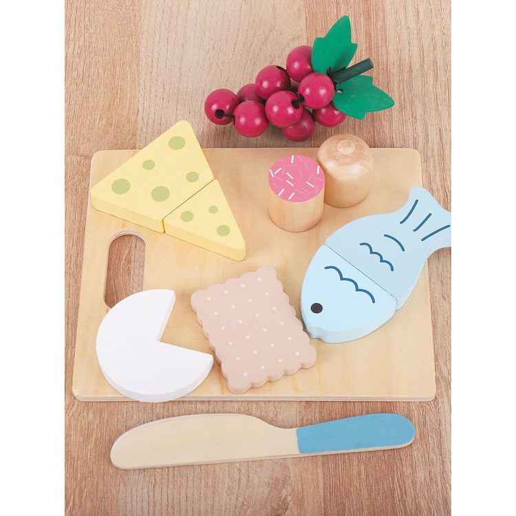 Wooden Food Breakfast Snack Frech Fries Vegetable & Fruit Salad Play Set by WISHLAND