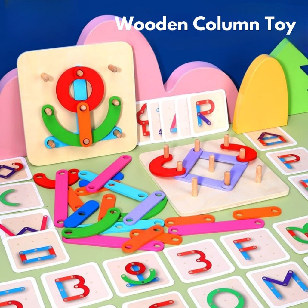 Wooden Column Toy Peg Board Puzzle Educational Stacking Blocks Toy by WISHLAND