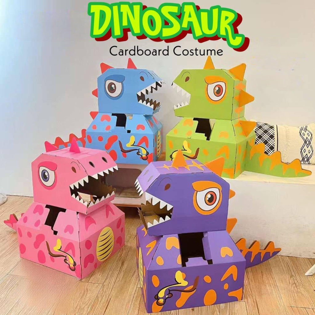 Dinosaur Cardboard Costume T-Rex Jurassic Cosplay Costume for Kids by WISHLAND