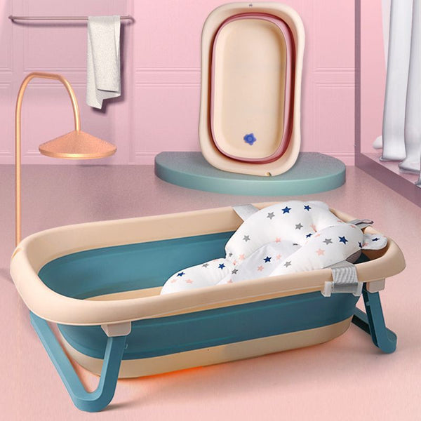 Foldable Bath Tub with FREE Cushion Babies and Toddlers Bathtub by WISHLAND