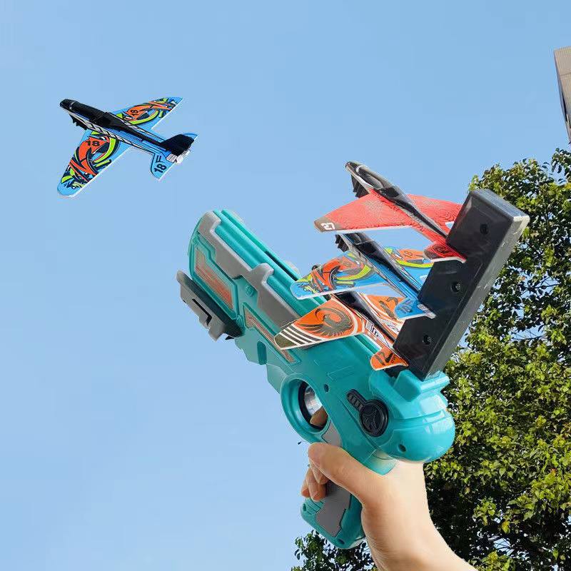 Air Battle Launcher Toy Gun with 4 Pieces Airplane Blaster Toy for Kids by WISHLAND