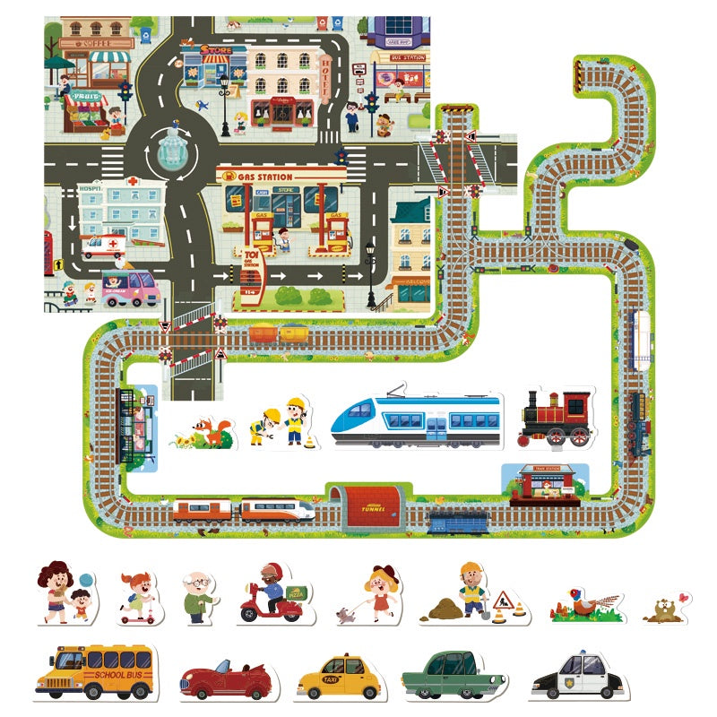 TOI Giant Floor Puzzle Road Railway City Suitable For Age 3+ Jigsaw Puzzle for Kids by WISHLAND