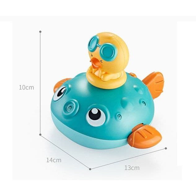 Baby Bath Toys Electric Water Spray Puffer Fish with Duck Swimming Pool by WISHLAND