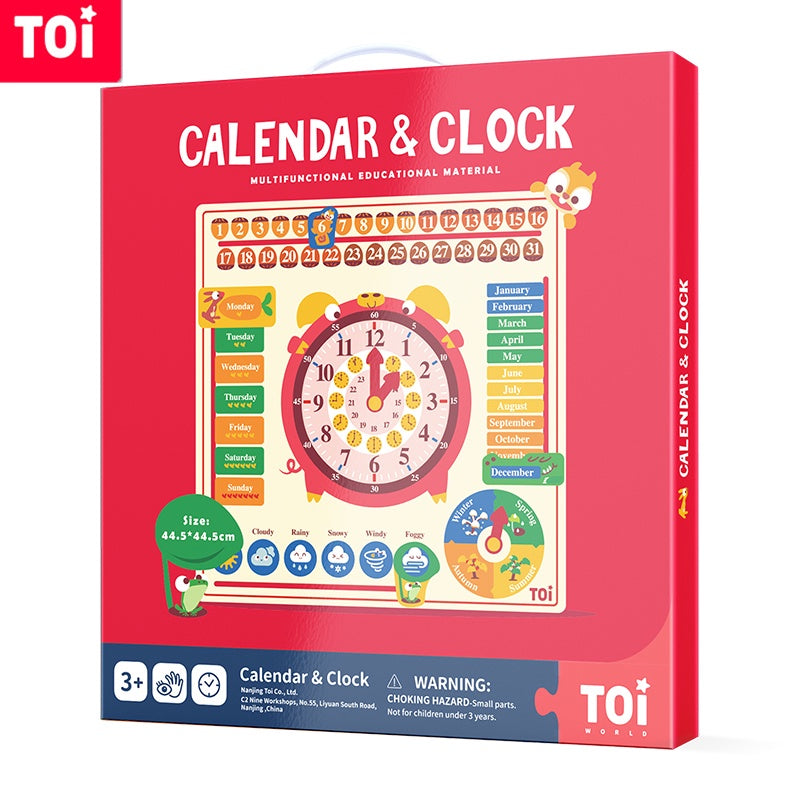 TOI Wooden Calendar and Clock 6 in 1 Board Chart Children's Educational Toy by WISHLAND