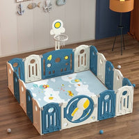 Astronaut Space Fence for Kids with Basketball FREE Mat and Balls Foldable Playpen by WISHLAND