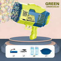 132-Holes Bubble Machine Bazooka Rechargeable Gun with Lights for Kids by WISHLAND