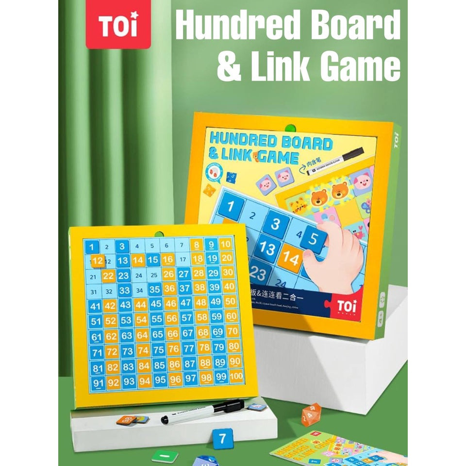 TOI Hundred Board and Link Game 2 in 1 Montessori Math Counting Toy Suitable Age 4+