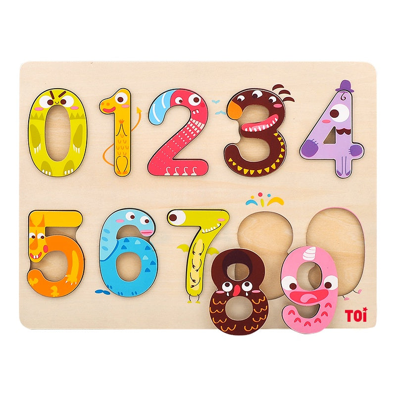 TOI Wooden Cognitive Board Shape Alphabet & Numbers Early Educational Toys by WISHLAND