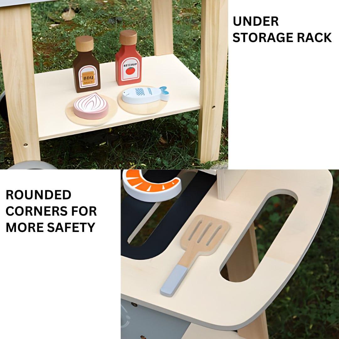 KABI Wooden Barbeque Rack for Kids Cooking Pretend Play by WISHLAND