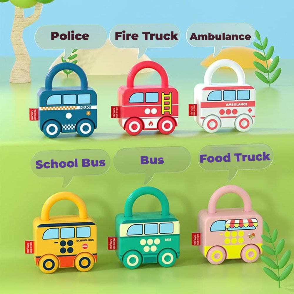 Car Key Matching Lock Toy Montessori Toys Number 0-6 Vehicle Matching by WISHLAND