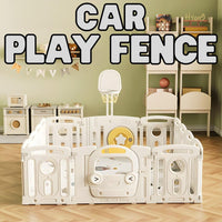 Car Foldable Playpen Fence with Basketball for Kids Safety Play by WISHLAND