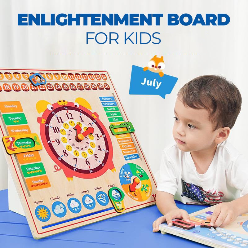 TOI Wooden Calendar and Clock 6 in 1 Board Chart Children's Educational Toy by WISHLAND