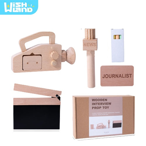 Wooden Interview Prop Toy Journalist Pretend Play Set by WISHLAND