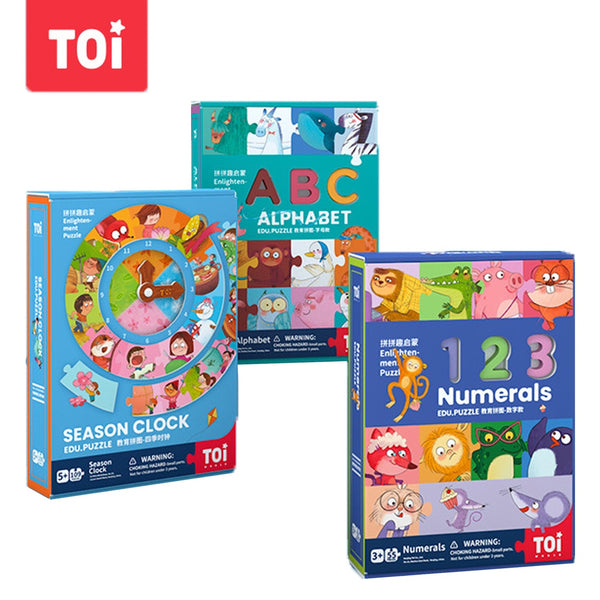 TOI Enlightenment  Interactive Puzzle Alphabet Numerals Season Clock Children's Educational Toy