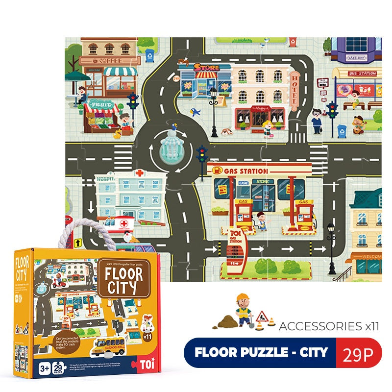 TOI Giant Floor Puzzle Road Railway City Suitable For Age 3+ Jigsaw Puzzle for Kids by WISHLAND