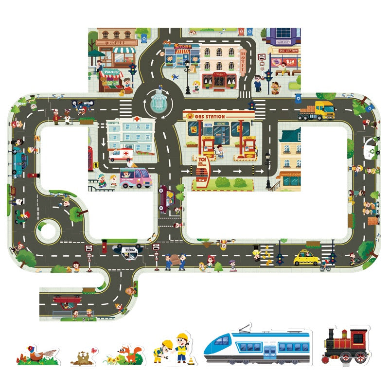 TOI Giant Floor Puzzle Road Railway City Suitable For Age 3+ Jigsaw Puzzle for Kids by WISHLAND