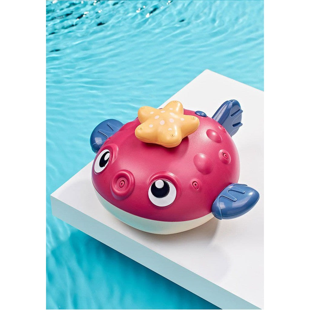 Baby Bath Toys Electric Water Spray Puffer Fish with Duck Swimming Pool by WISHLAND