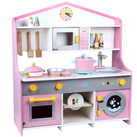 Wooden Japanese Pink Kitchen Pretend Play Set Cooking Playset by WISHLAND