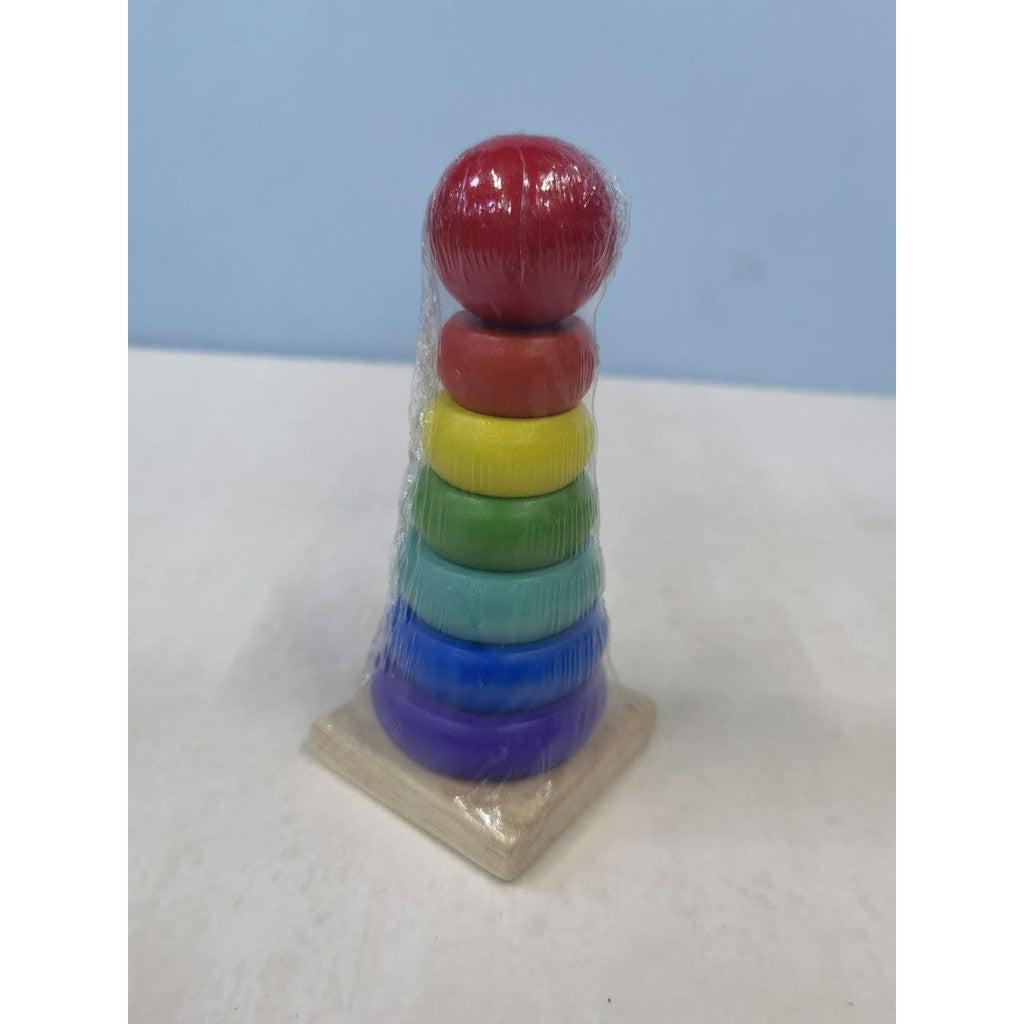 Wooden Rainbow Tower Wooden Stacking Rings Educational Toys by WISHLAND