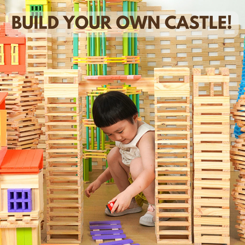 TOI Building Master Blocks Wooden Colored Stacking Blocks for Kids