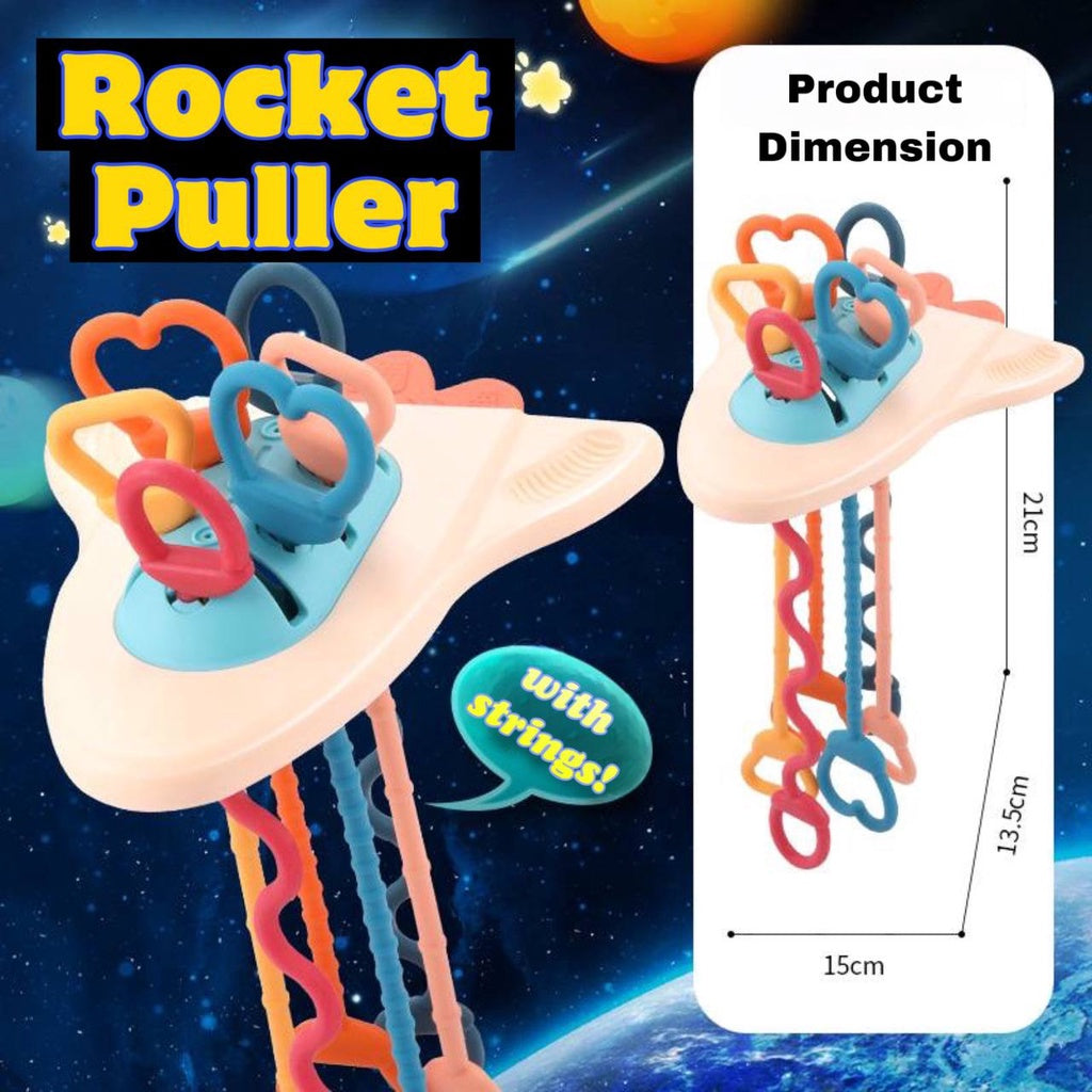 Rocket Puller Silicone Teether Spaceship Pull String Interactive Toy b –  Wishland