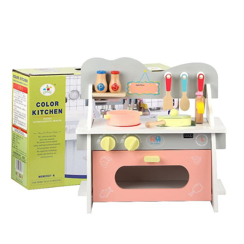 Wooden Mini Color Kitchen Playset for Kids Pretend Cooking Play Set by WISHLAND