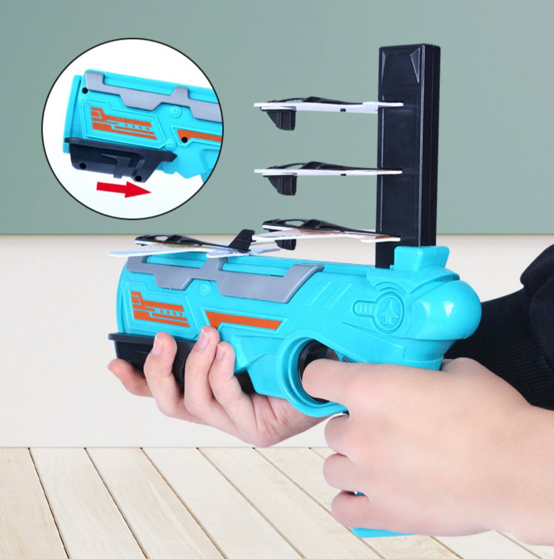 Air Battle Launcher Toy Gun with 4 Pieces Airplane Blaster Toy for Kids by WISHLAND