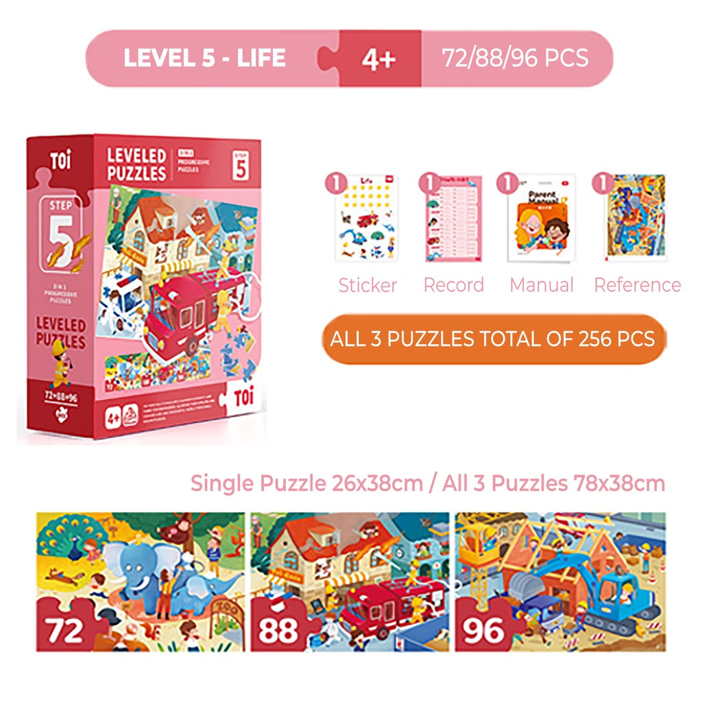 TOI Leveled Puzzles Educational Toy Jigsaw Puzzles For Kids Aged 0-9 Years Progressive Puzzle