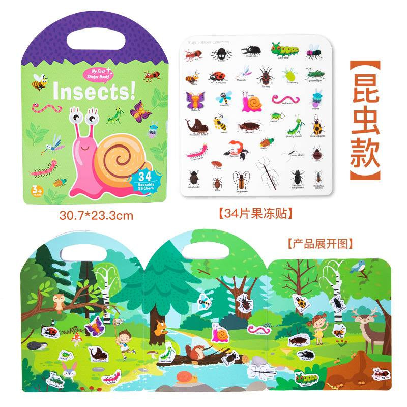 Jelly Sticker My First Sticker Book Reusable Montessori Toy by WISHLAND