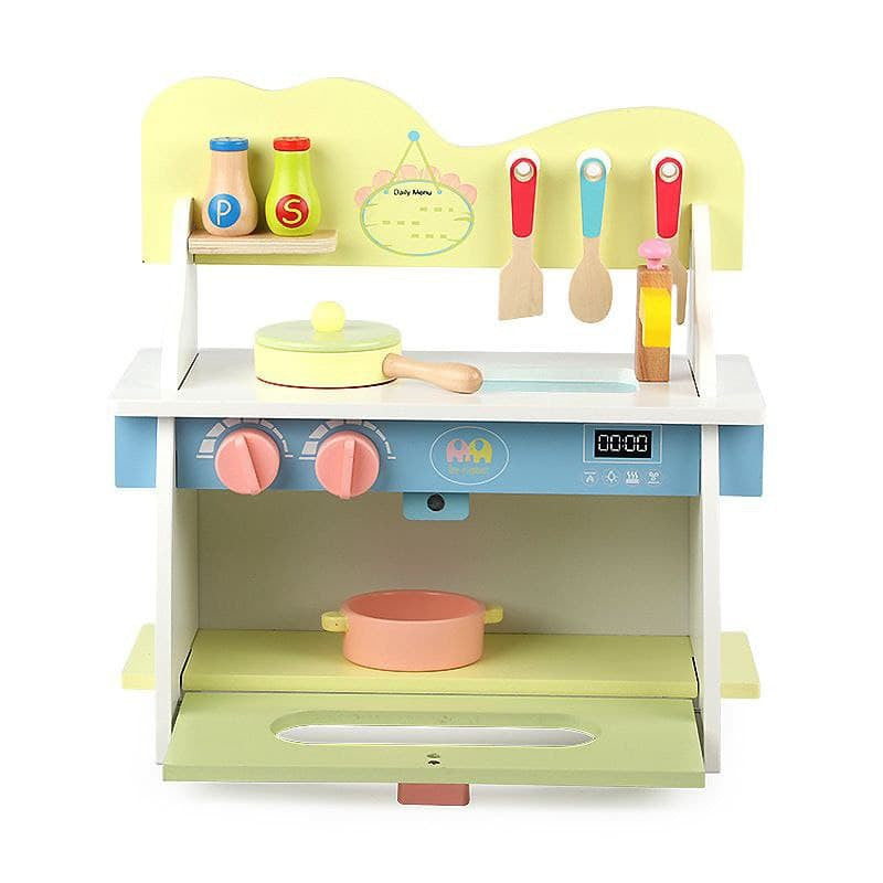 Wooden Mini Color Kitchen Playset for Kids Pretend Cooking Play Set by WISHLAND