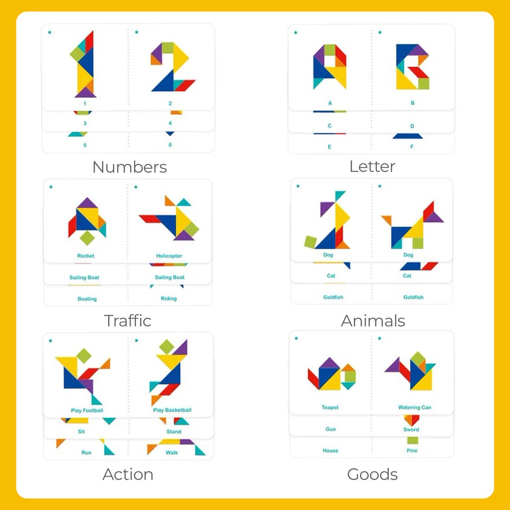 TOI Puzzles Tangram Suitable For Age 3+ Early Educational Toy for Kids by WISHLAND
