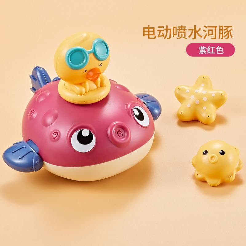 Baby Bath Toys Electric Water Spray Puffer Fish with Duck Swimming Pool by WISHLAND