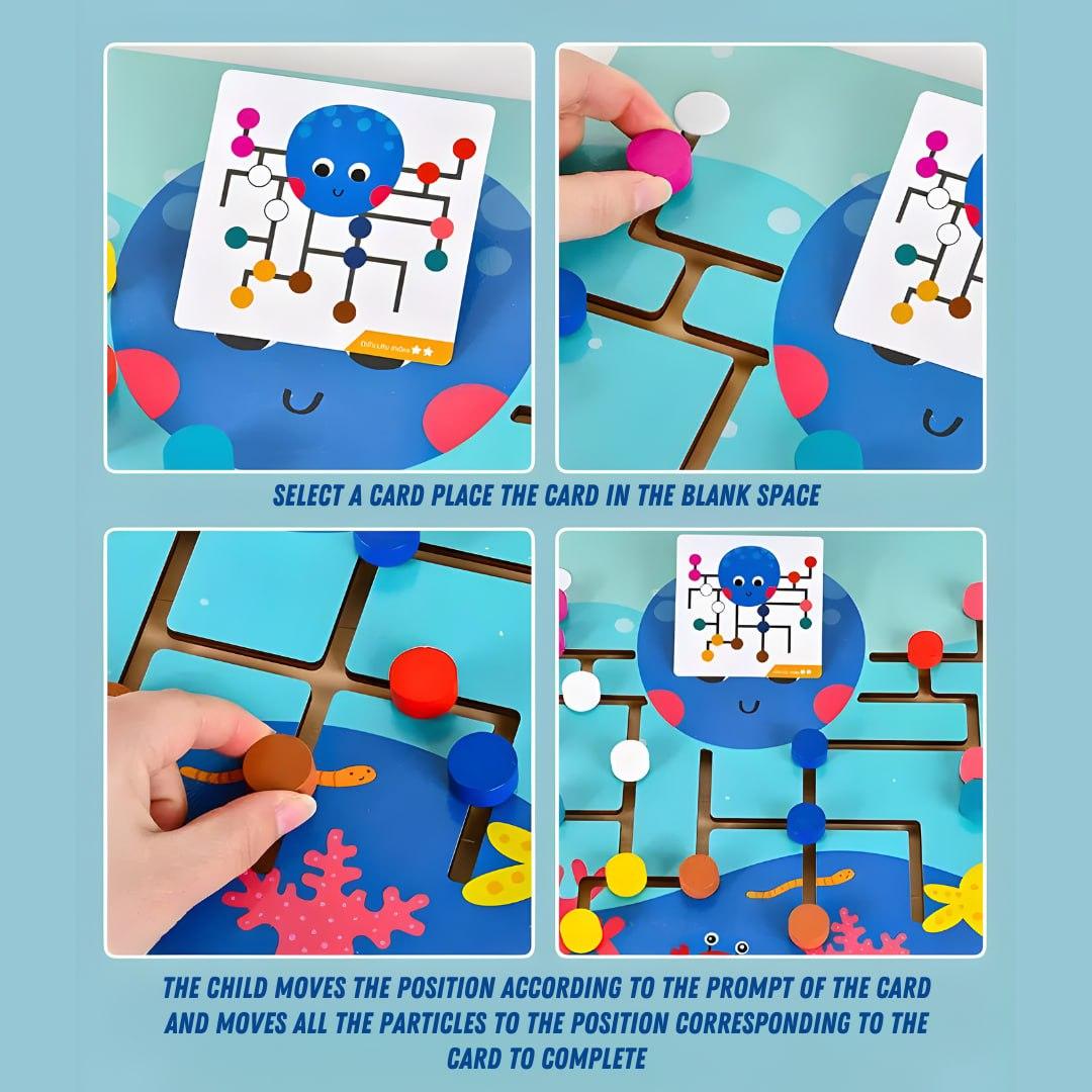 Wooden Octopus Slide Puzzle Brain Teasers Logic Game Educational Toy for Kids by WISHLAND