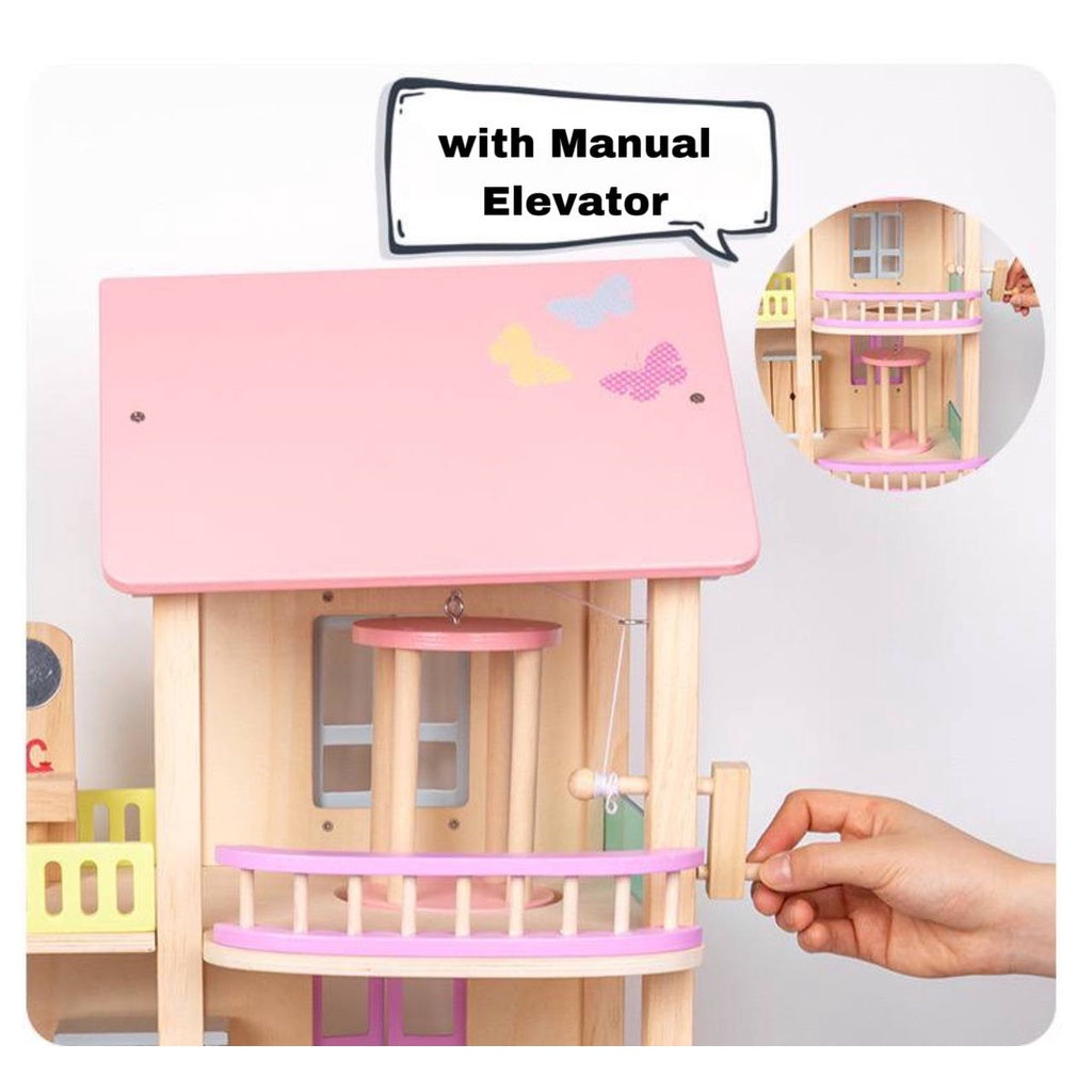 Wooden Elevator Princess Room Wooden Dollhouse Pretend Play by WISHLAND