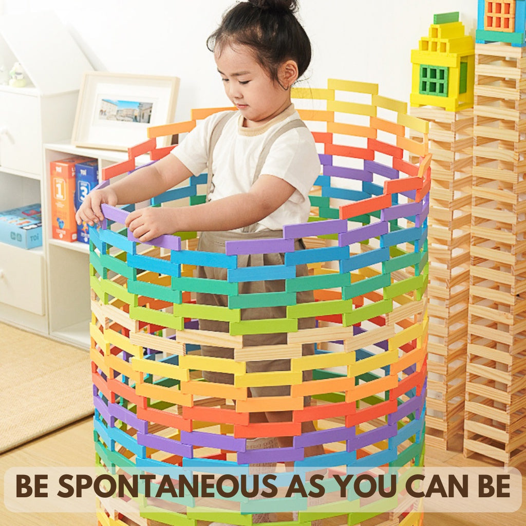 TOI Building Master Blocks Wooden Colored Stacking Blocks for Kids