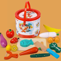 Wooden Play Cutting Food Vegetables and Fruit Pretend Play Early Children Toys by WISHLAND