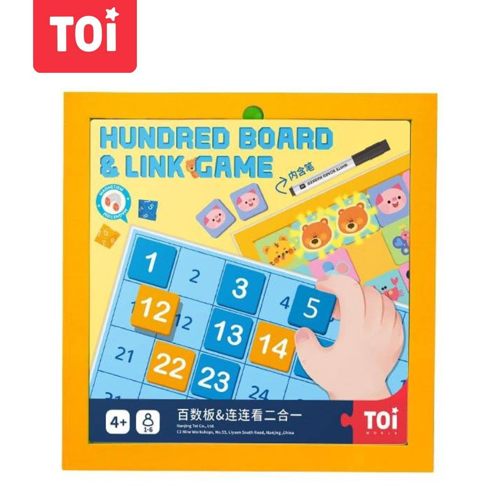 TOI Hundred Board and Link Game 2 in 1 Montessori Math Counting Toy Suitable Age 4+