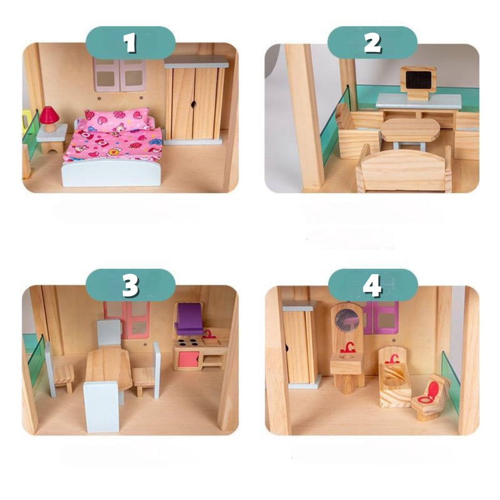 Wooden Elevator Princess Room Wooden Dollhouse Pretend Play by WISHLAND