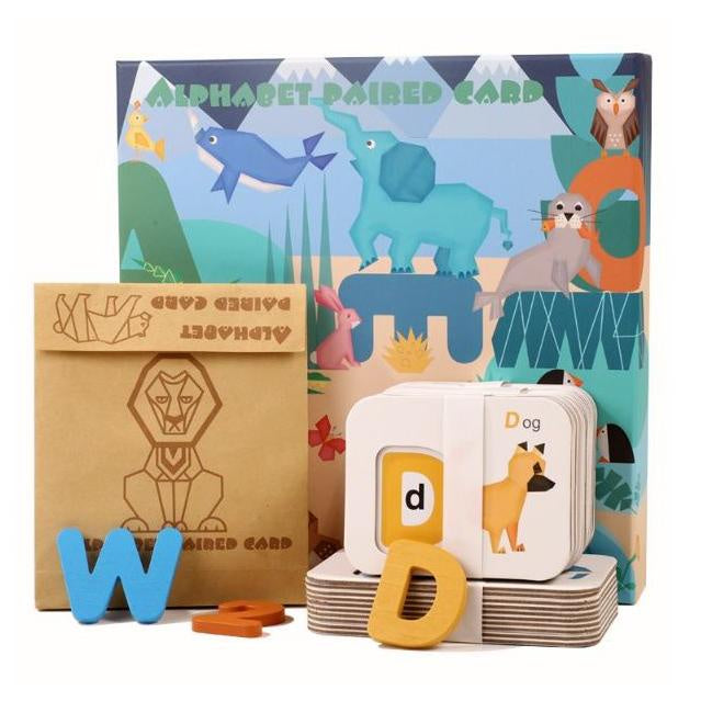 Cartoon Animal Puzzles Alphabet and Number Paired Cards Education Kids Toy for Kids Gift by WISHLAND