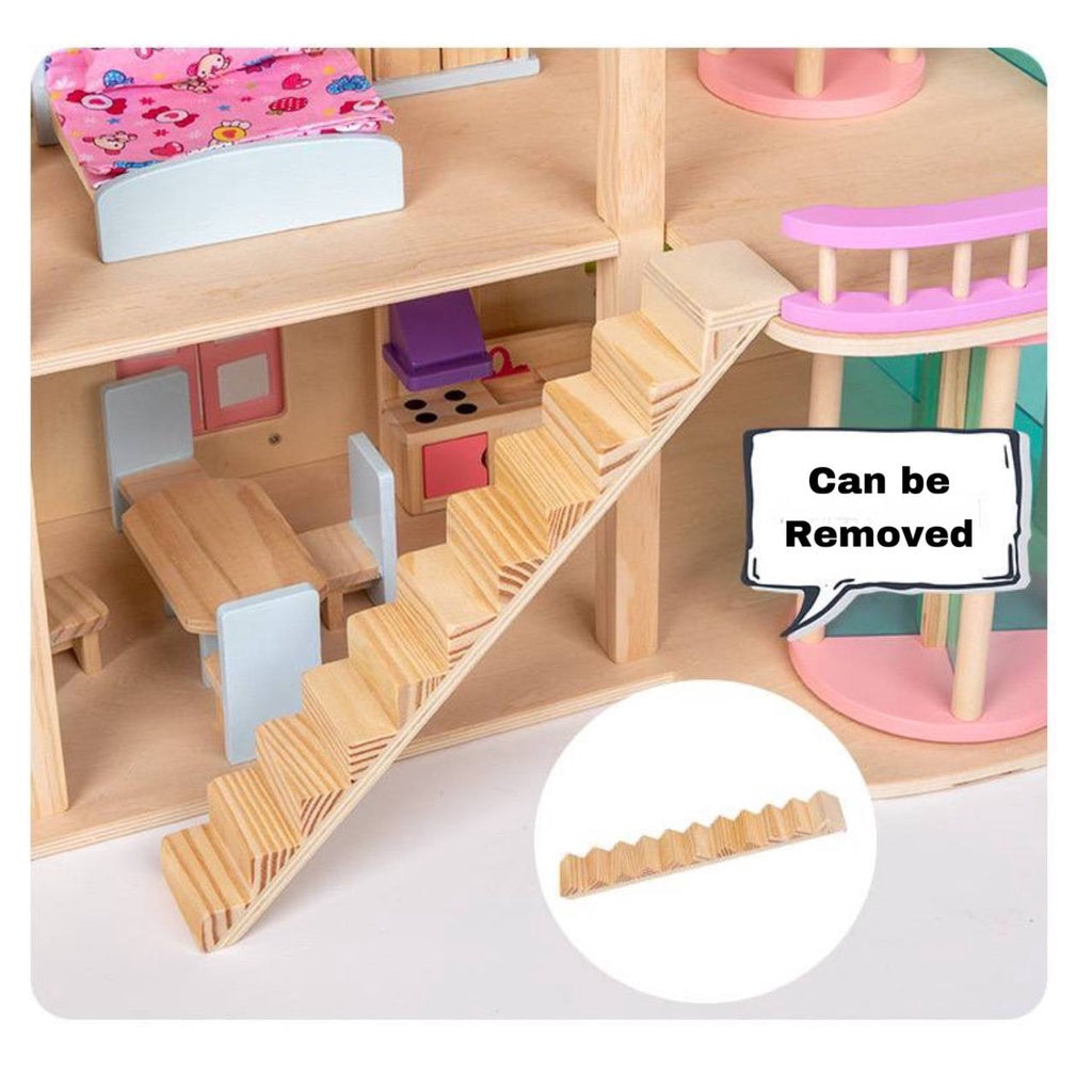 Wooden Elevator Princess Room Wooden Dollhouse Pretend Play by WISHLAND