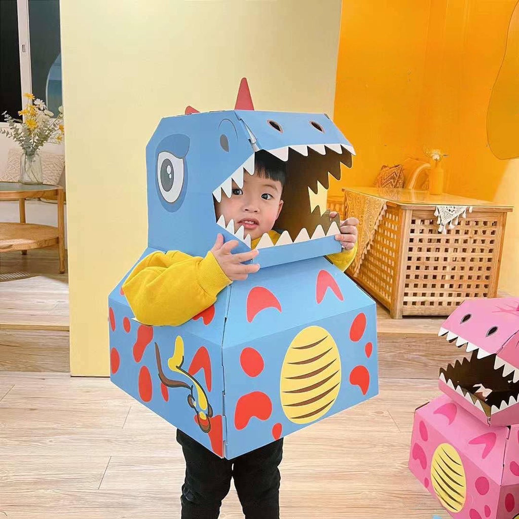 Dinosaur Cardboard Costume T-Rex Jurassic Cosplay Costume for Kids by WISHLAND