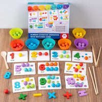 Wooden Number Cognitive Bead Matching Game Educational Toy Montessori Math Toy for Kids by Wishland