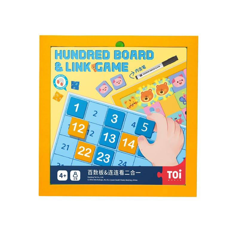 TOI Hundred Board and Link Game 2 in 1 Montessori Math Counting Toy Suitable Age 4+