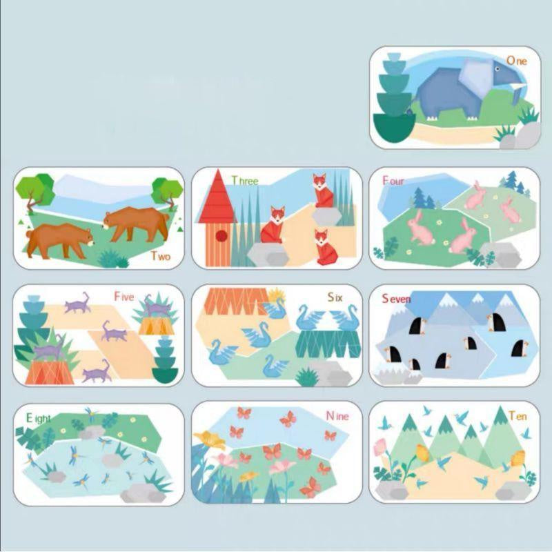 Cartoon Animal Puzzles Alphabet and Number Paired Cards Education Kids Toy for Kids Gift by WISHLAND