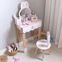 NUNUKIDS Wooden Fancy Bunny Dresser with Chair by WISHLAND