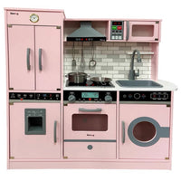 KIENVY Wooden Kitchen with Ref Integrated Playset Pretend Cooking Playset by WISHLAND