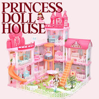 Princess Castle Dollhouse for Girls with 4 Dolls, Sounds, and Lights by WISHLAND